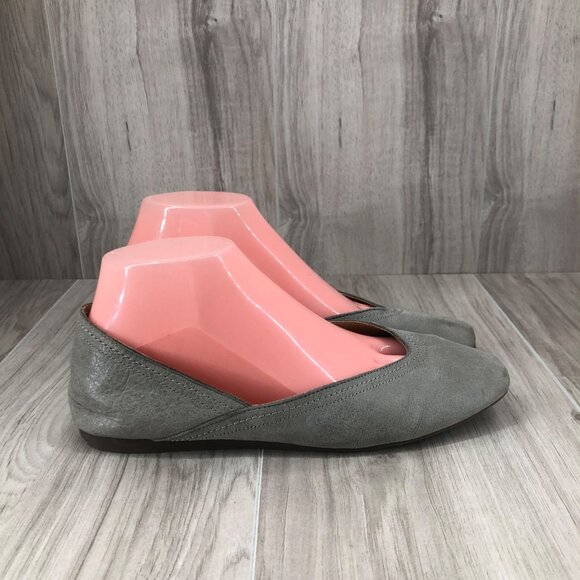 Lucky Brand Flats Womens 8M Alba Taupe Gray Leather Slip On Shoes - Picture 1 of 12